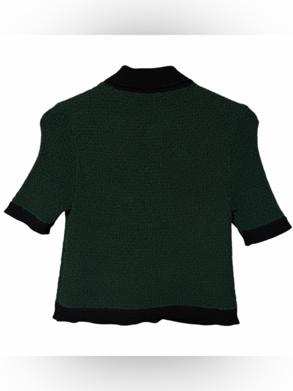 Veronica Beard Marie Tweed Cardigan XS Pine Black Knit Jacket Luxe Preppy - Picture 3 of 7